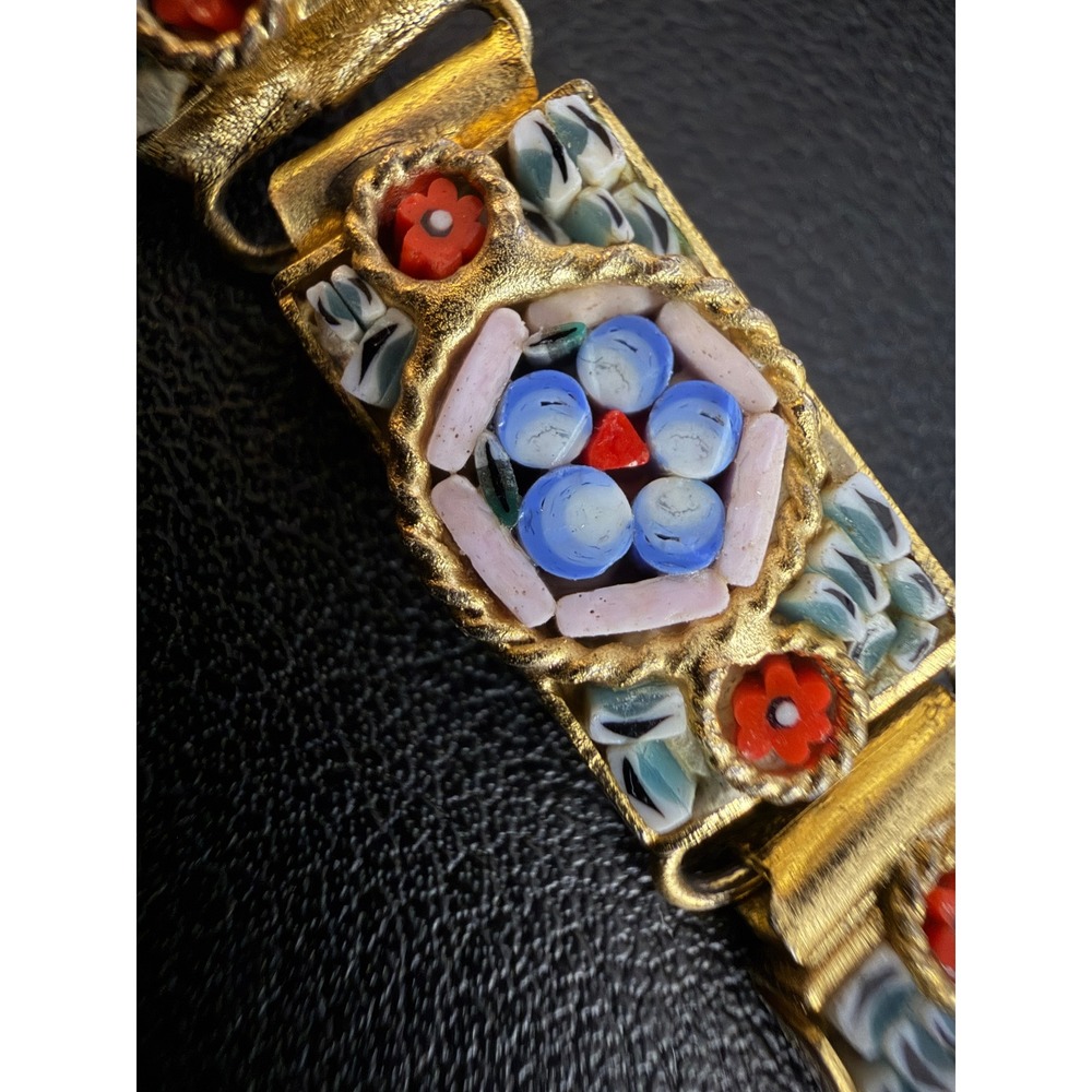 Vintage Micro Mosaic Bracelet Italy Floral